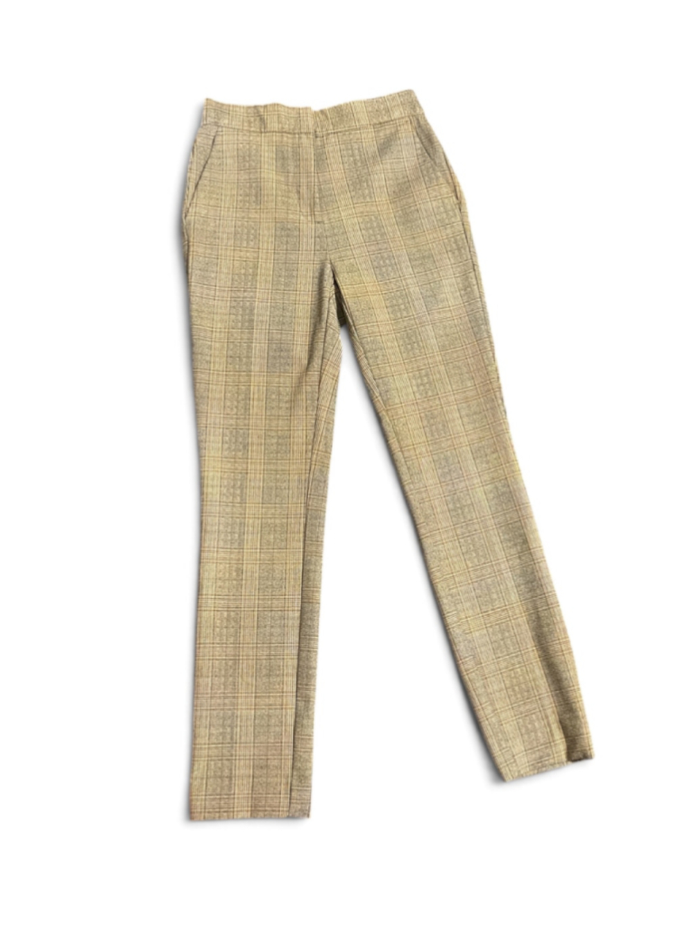 Zara Plaid Trousers XS Beige Brown